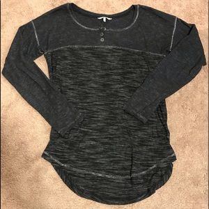 Black/Gray Color Block Long Sleeve Top